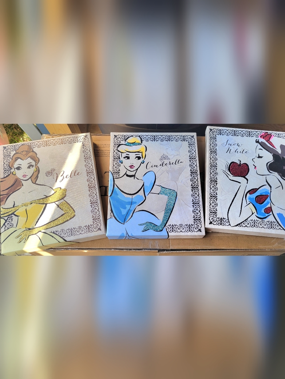 Disney Princess Trio Wall Art - Yellow, Blue, Red, Black, White